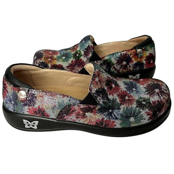 Alegria by PF Lite Women's Bloomies Slip- On Clog Floral Leather Size 38 (US 8) - Picture 1 of 8